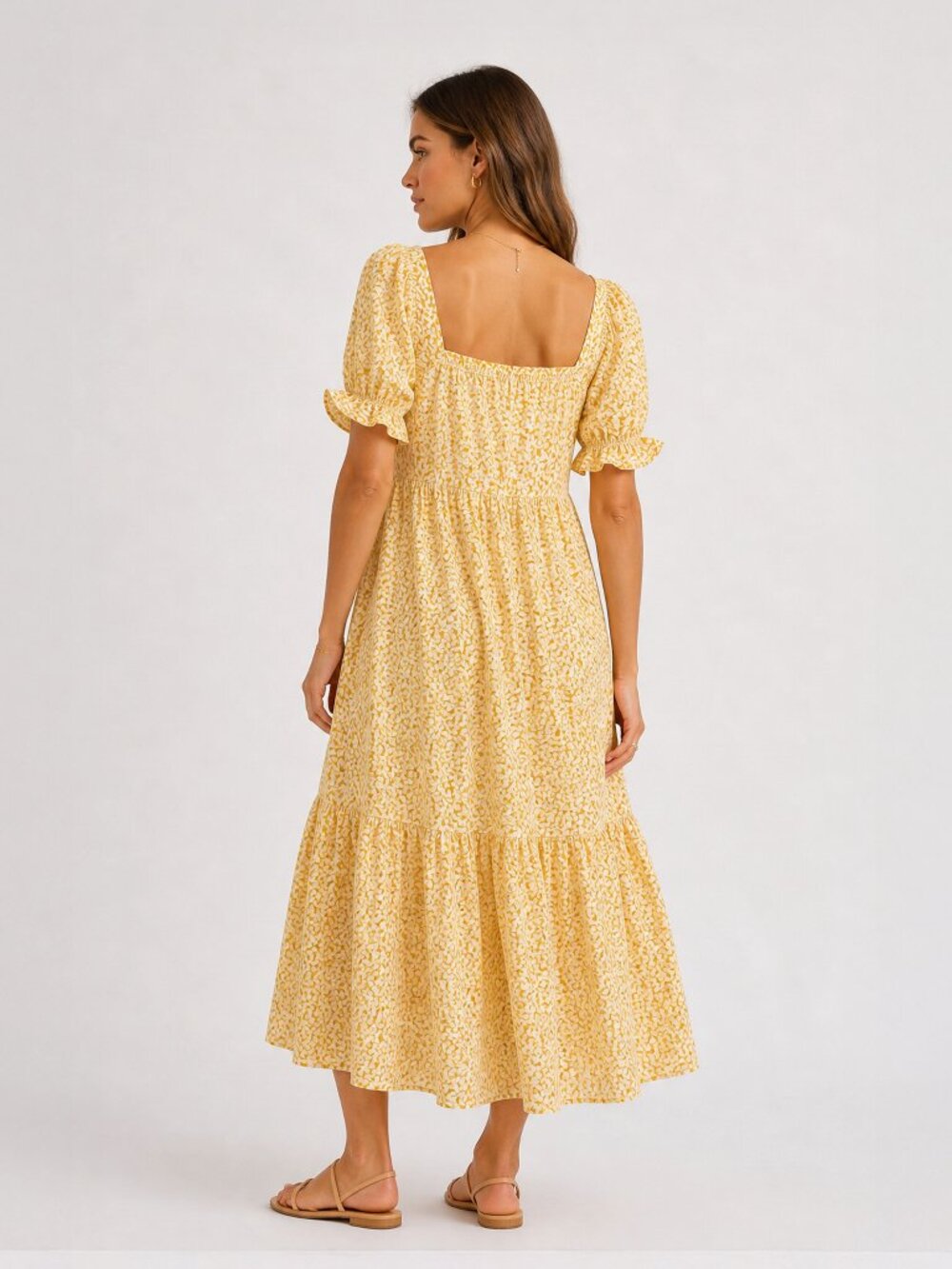 NWT Madewell S Yellow Daisy Midi Dress Puff Sleeve Cottagecore - Picture 3 of 11